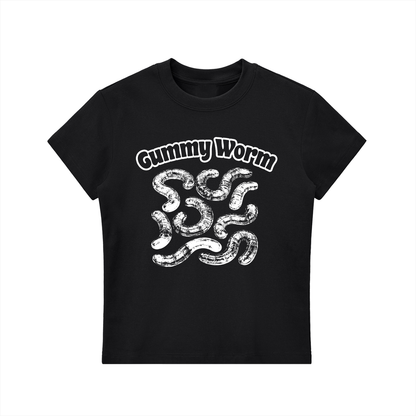 KayGLive - Womens White Gummy Essential Bodycon Crewneck T-Shirt