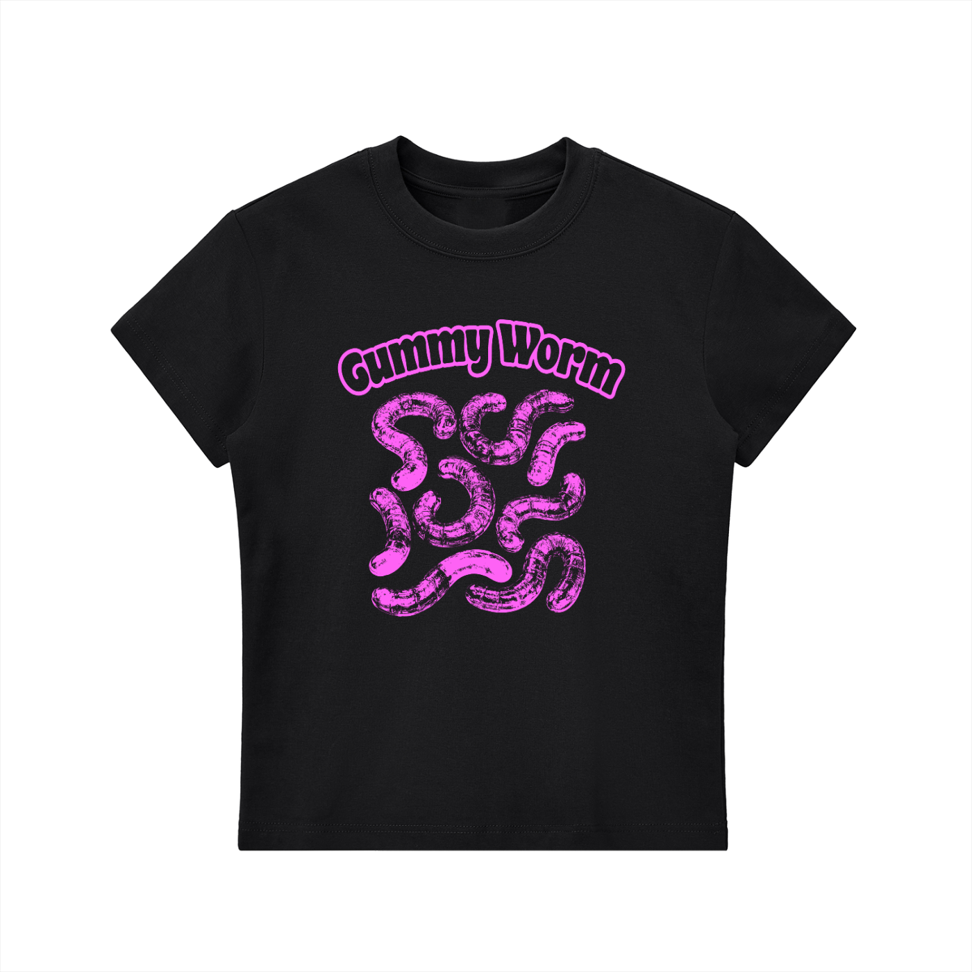 KayGLive - Womens Pink Gummy Essential Bodycon Crewneck T-Shirt
