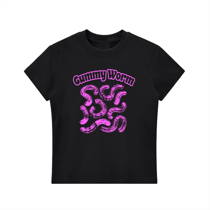 KayGLive - Womens Pink Gummy Essential Bodycon Crewneck T-Shirt