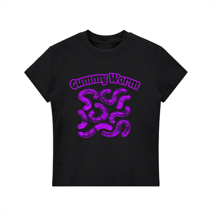 KayGLive - Womens Purple Gummy Essential Bodycon Crewneck T-Shirt