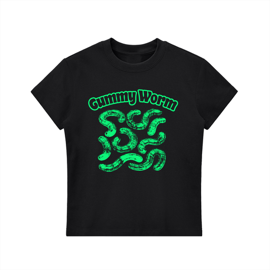 KayGLive - Womens Neon Green Gummy Essential Bodycon Crewneck T-Shirt