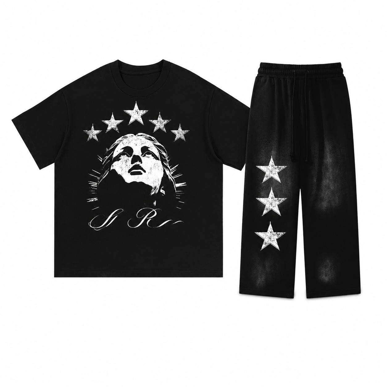 KayGLive - Men’s StarPower Essential Cotton Tee & Sunfade Sweatpants Bundle