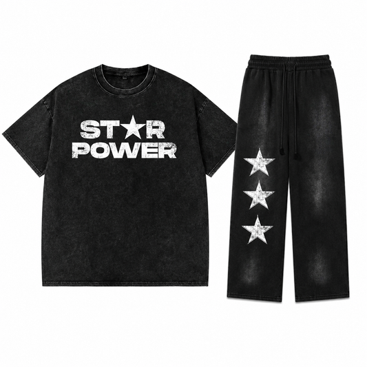 KayGLive - Men’s StarPower Oversized Tee & Sunfade Sweatpants Bundle